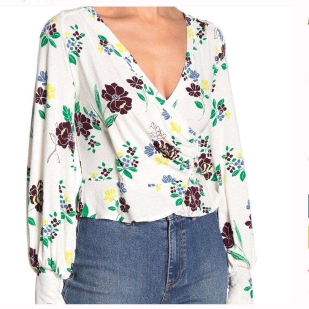 Free People Floral Wrap Top - Small